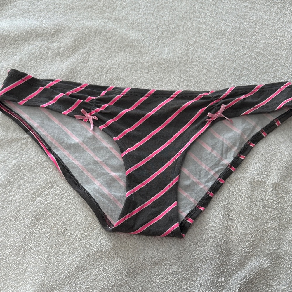 Victoria's Secret Black and Pink Striped Panties